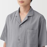 紳士　透かし　サッカー織り　半袖パジャマ