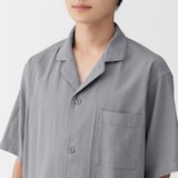 紳士　透かし　サッカー織り　半袖パジャマ