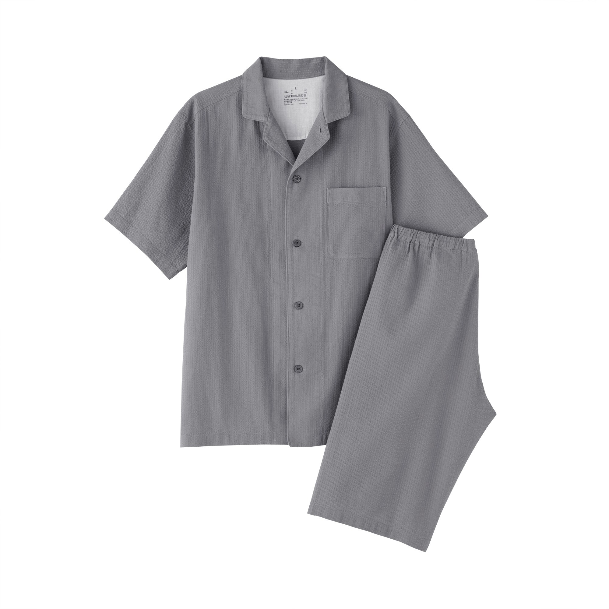 紳士　透かし　サッカー織り　半袖パジャマ