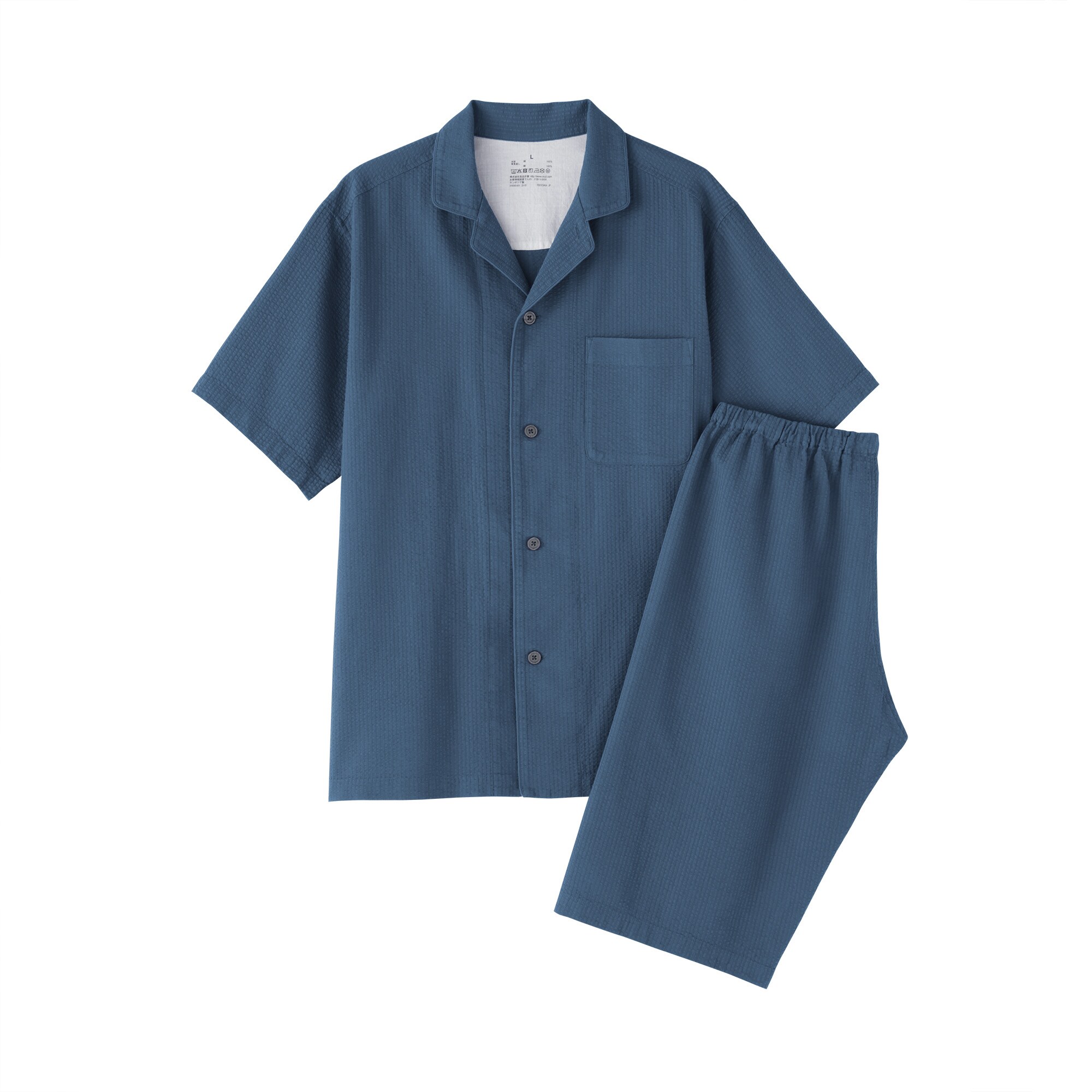 紳士　透かし　サッカー織り　半袖パジャマ