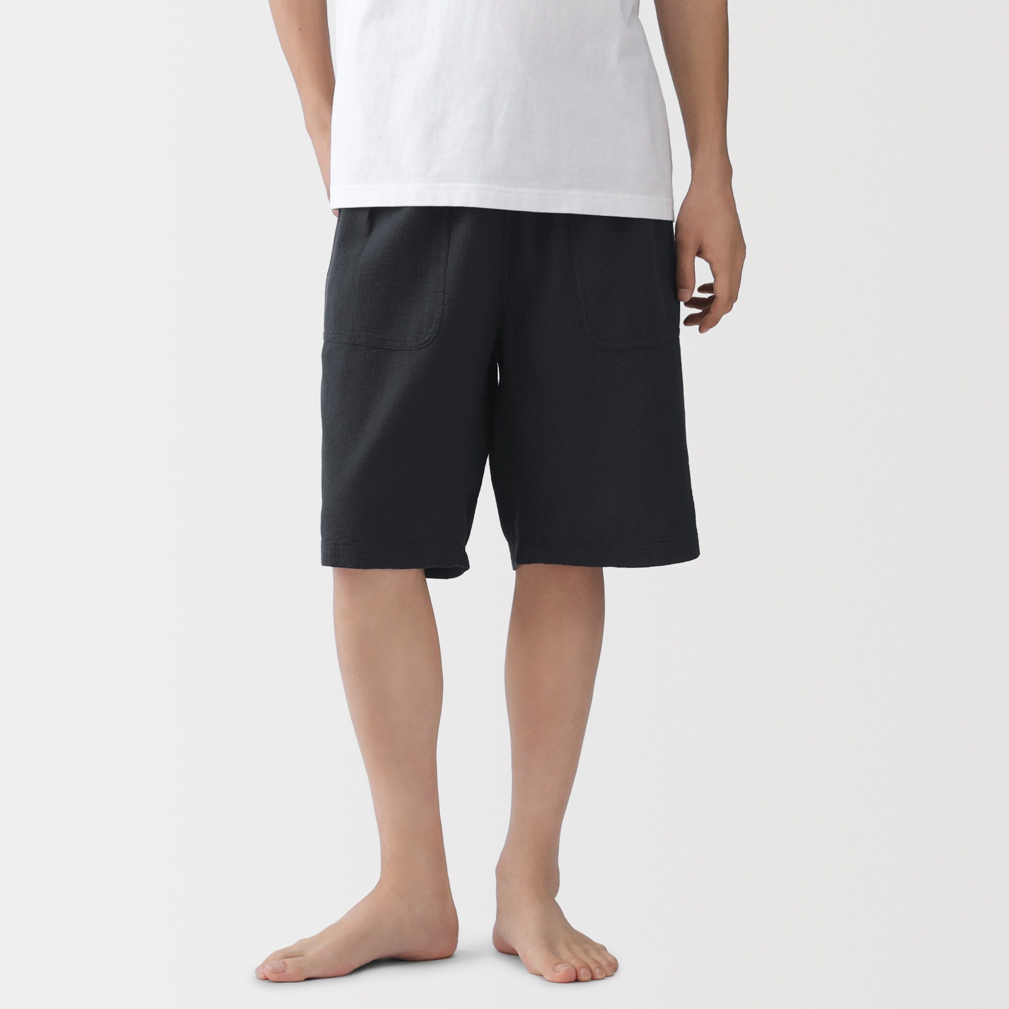 紳士　透かし　サッカー織り　ショートパンツ