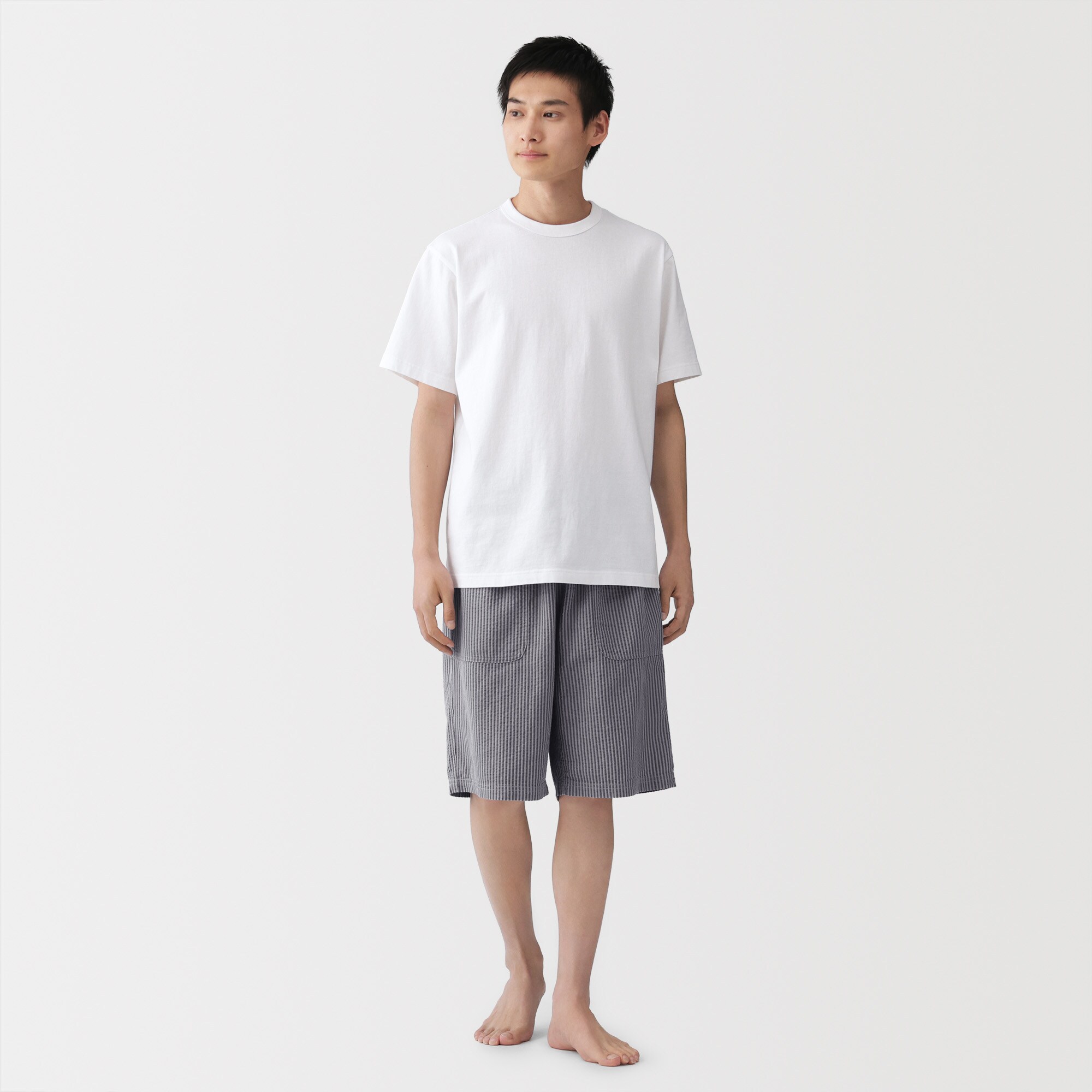 紳士　透かし　サッカー織り　ショートパンツ