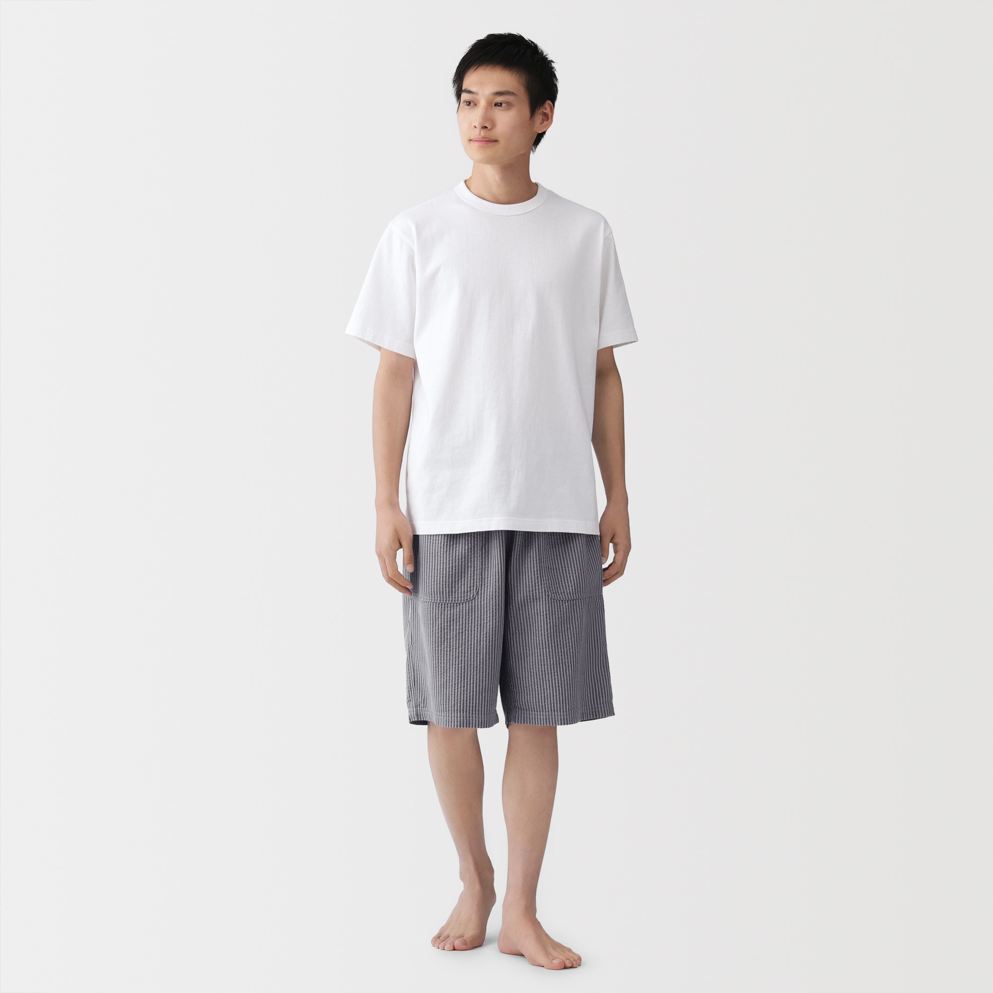 新品未使用品　バーバリー　80cm Tシャツ・ショートパンツ・ソックスセット 紳士 透かし サッカー織り ショートパンツ | 無印良品