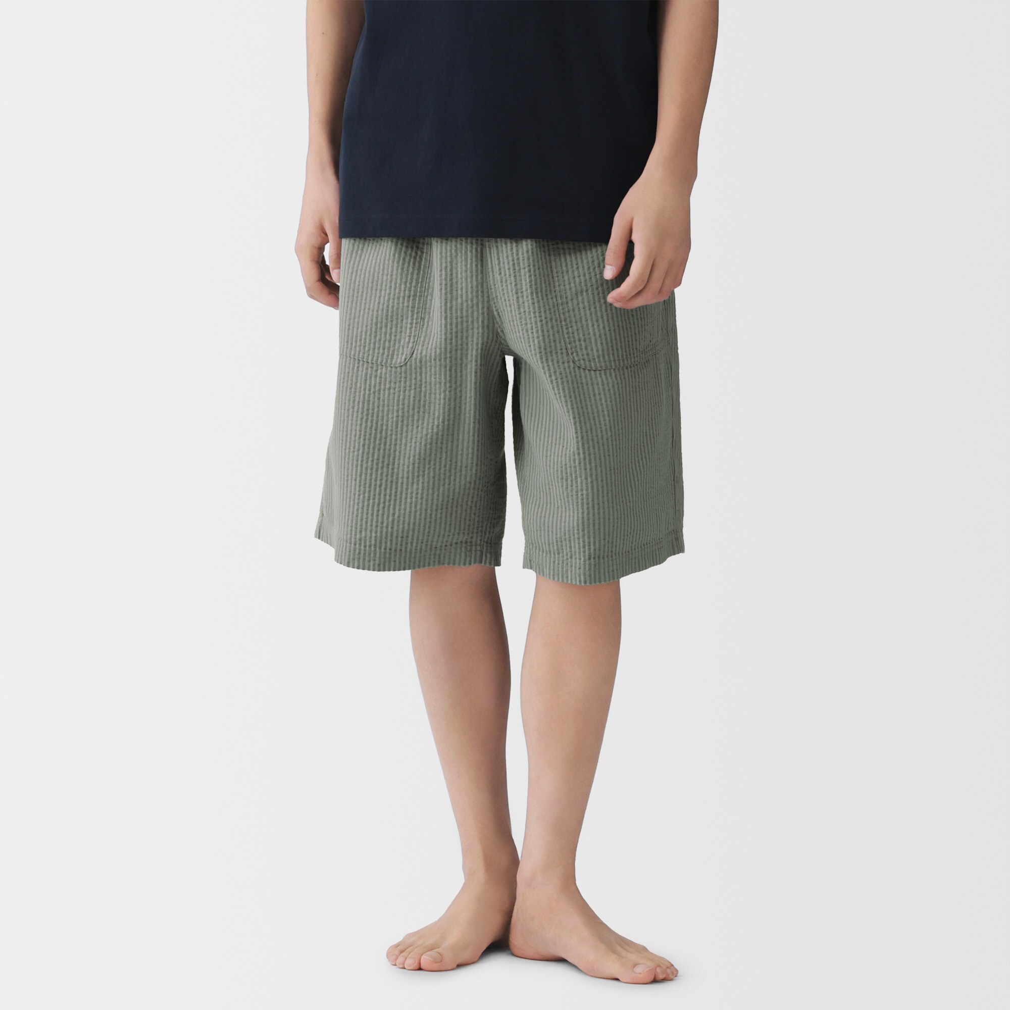 紳士　透かし　サッカー織り　ショートパンツ