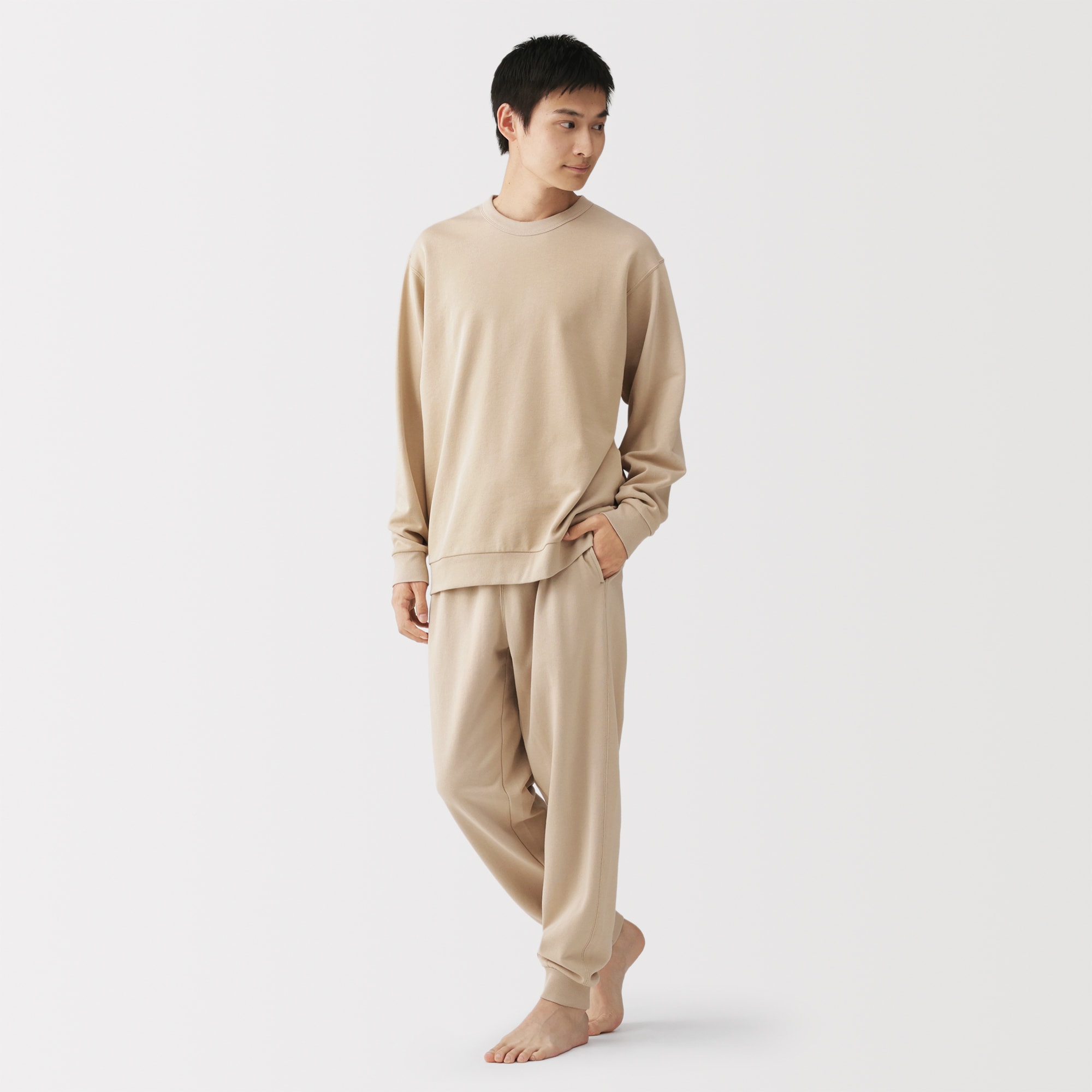 紳士　綿　裏毛　長袖ルームウェアセット