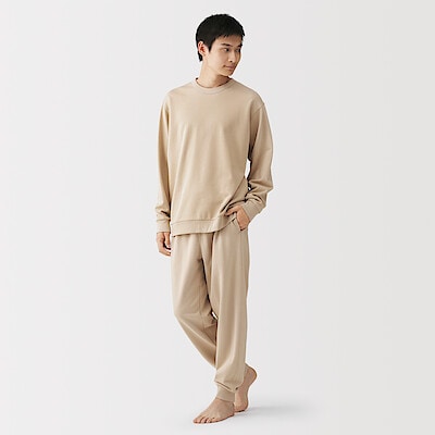 紳士　綿　裏毛　長袖ルームウェアセット