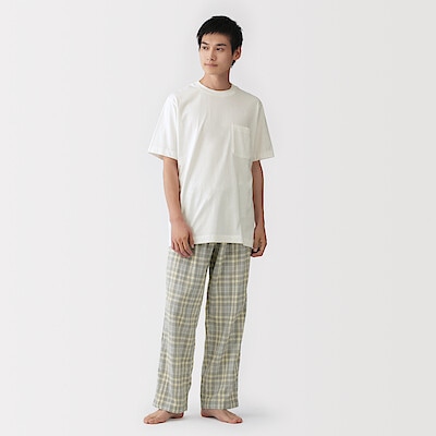 紳士　二重ガーゼ　半袖ルームウェアセット