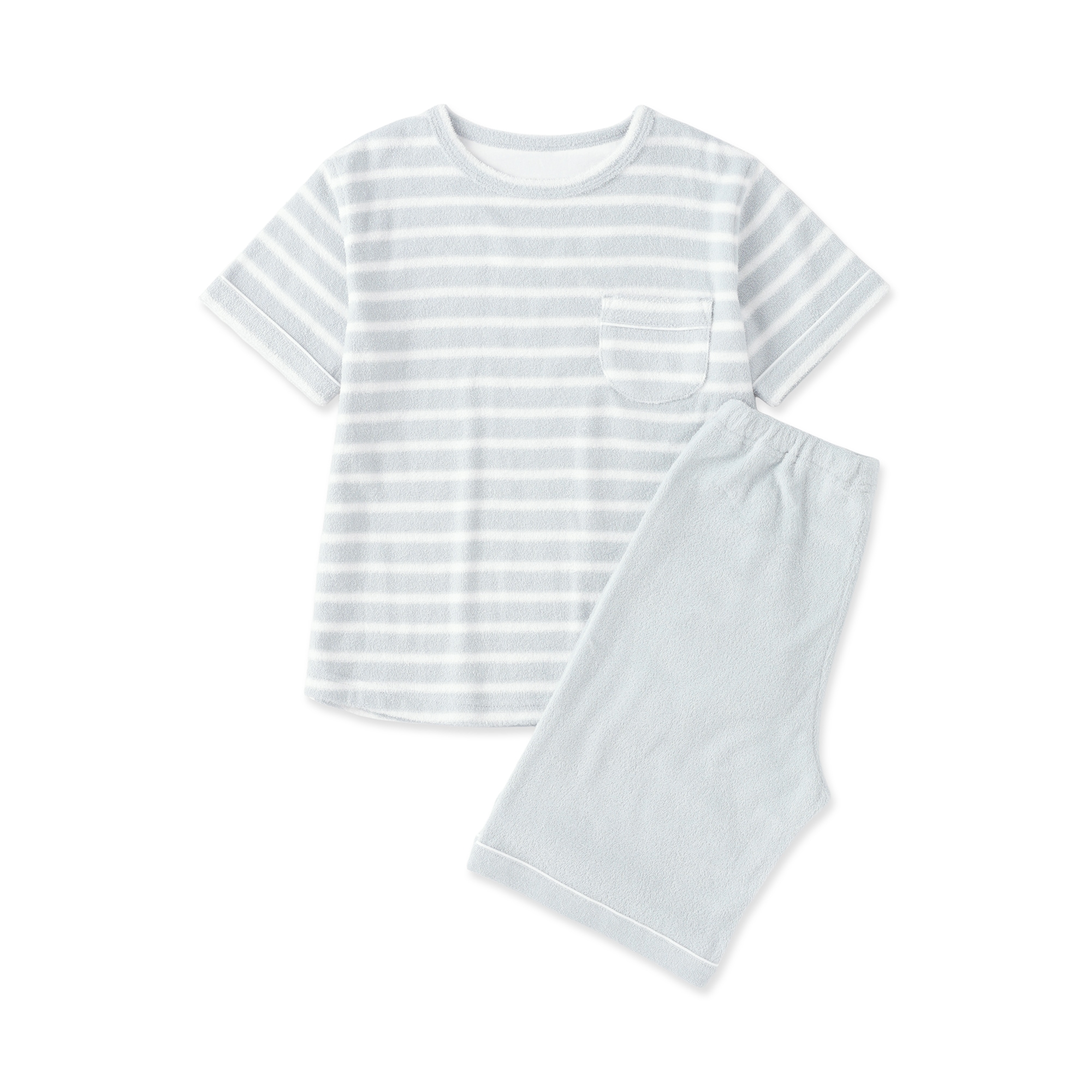 キッズ　着るタオル　両面パイル　半袖ルームウェアセット