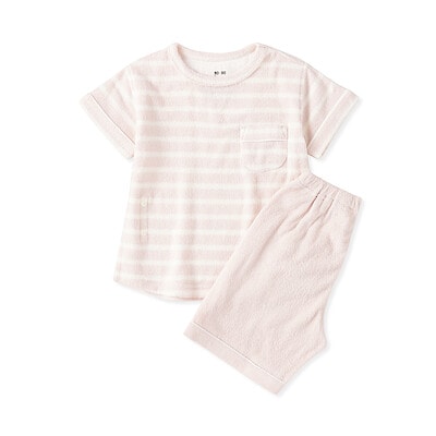 【３月２日順次発売予定】ベビー　着るタオル　両面パイル　半袖ルームウェアセット