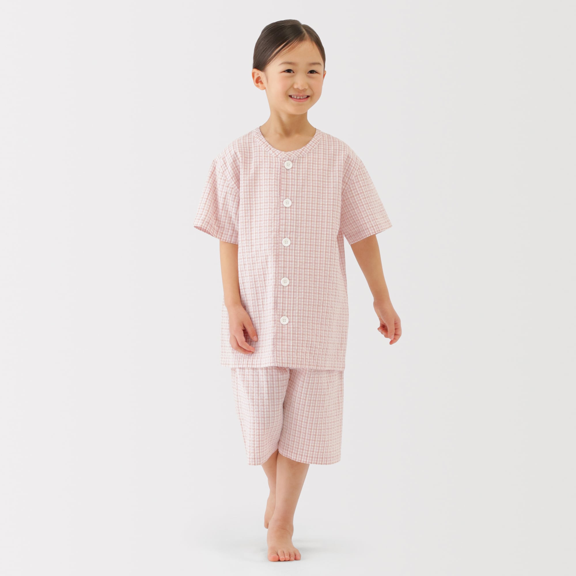 キッズ　透かし　サッカー織り　半袖パジャマ