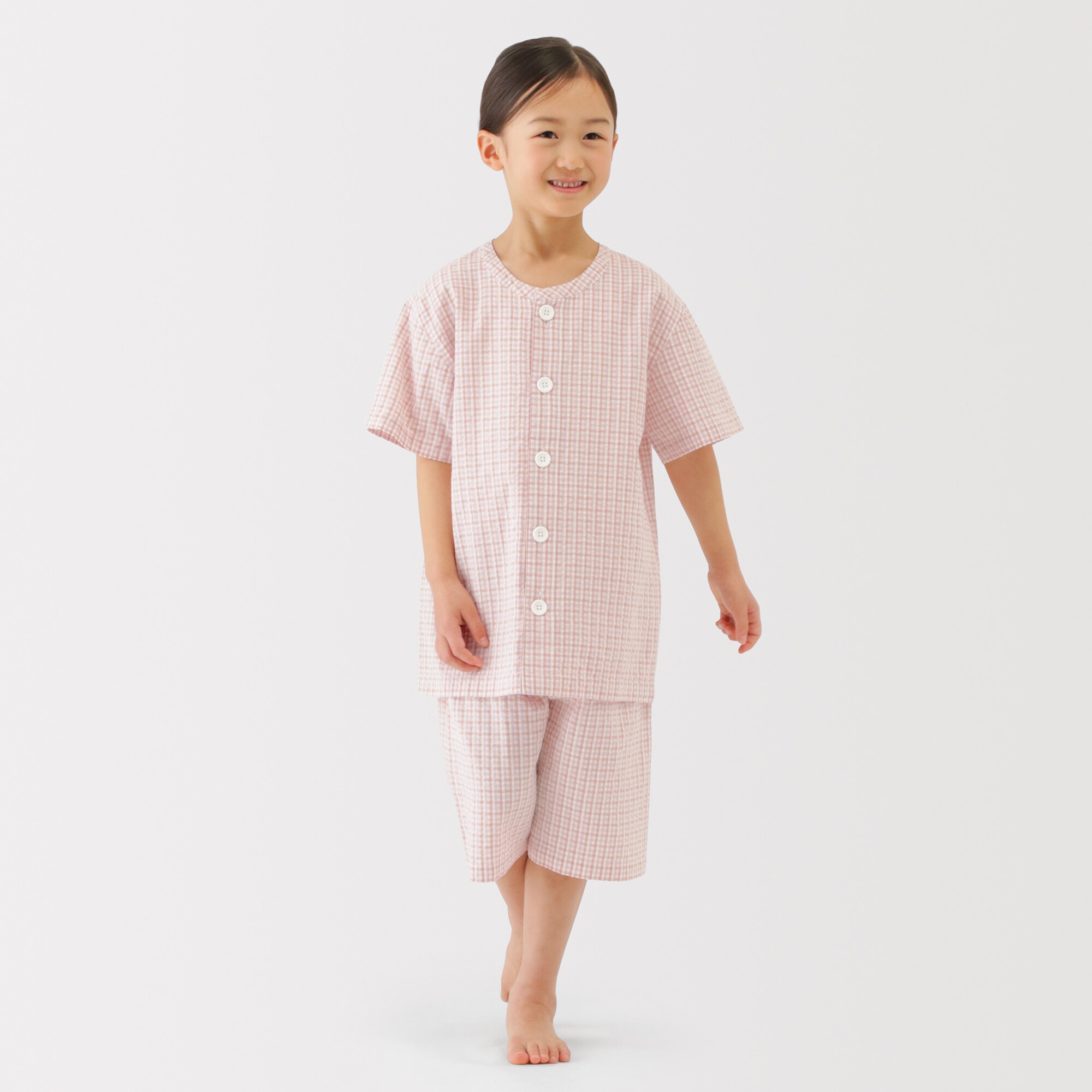 キッズ　透かし　サッカー織り　半袖パジャマ