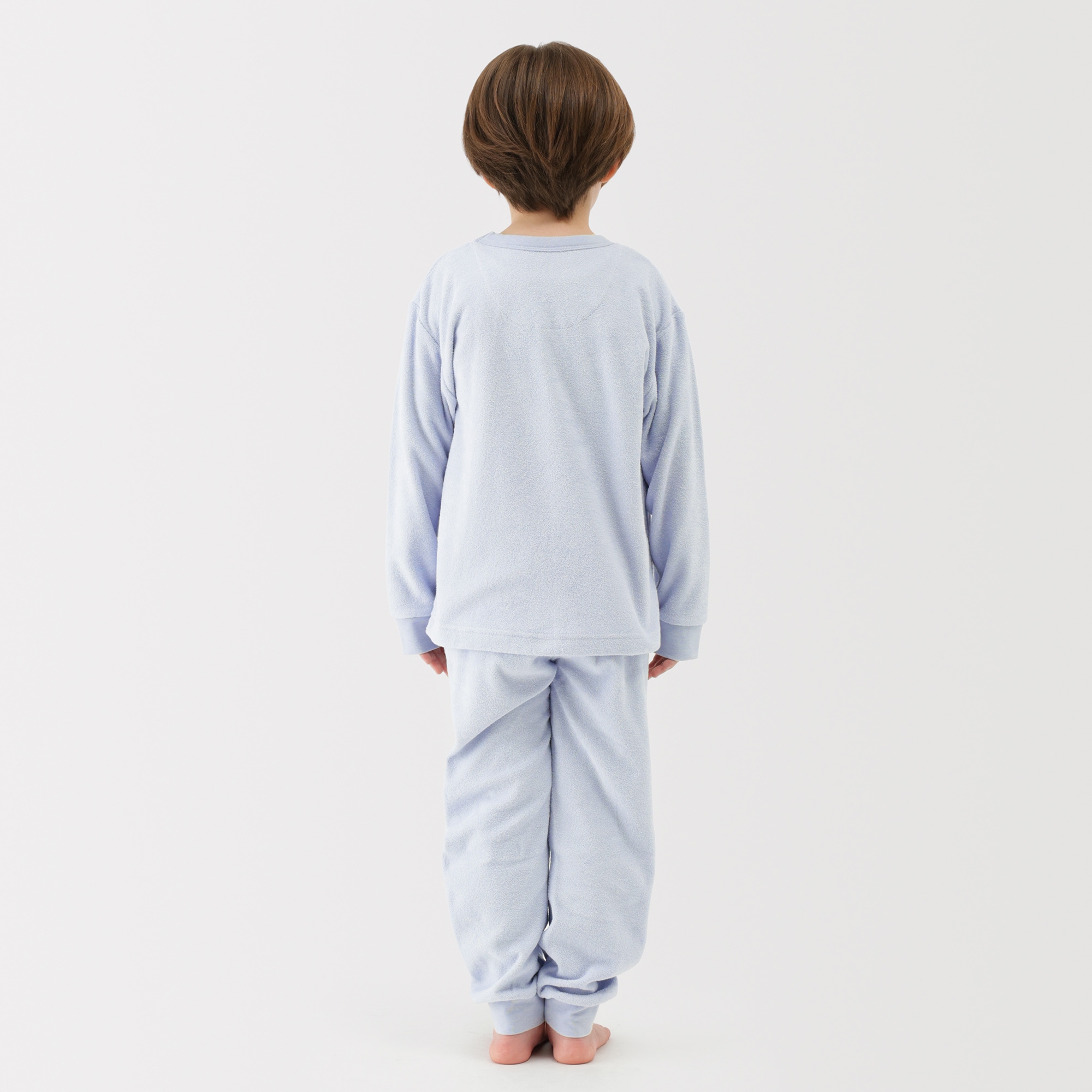 キッズ　着るタオル　両面パイル　長袖ルームウェアセット