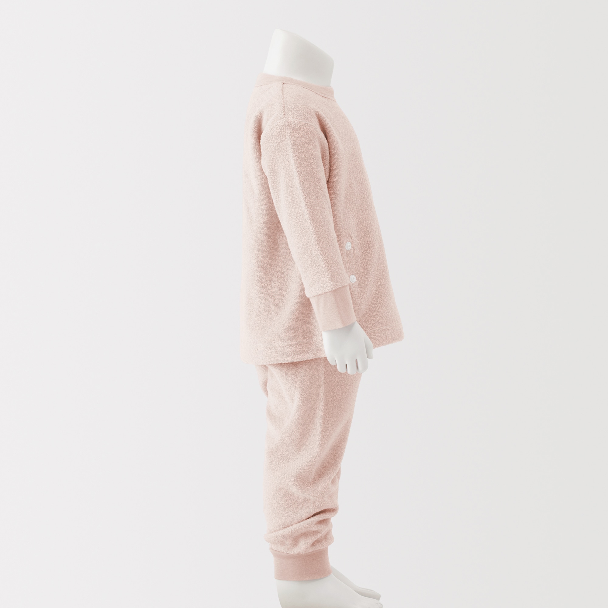 ベビー　着るタオル　両面パイル　長袖ルームウェアセット