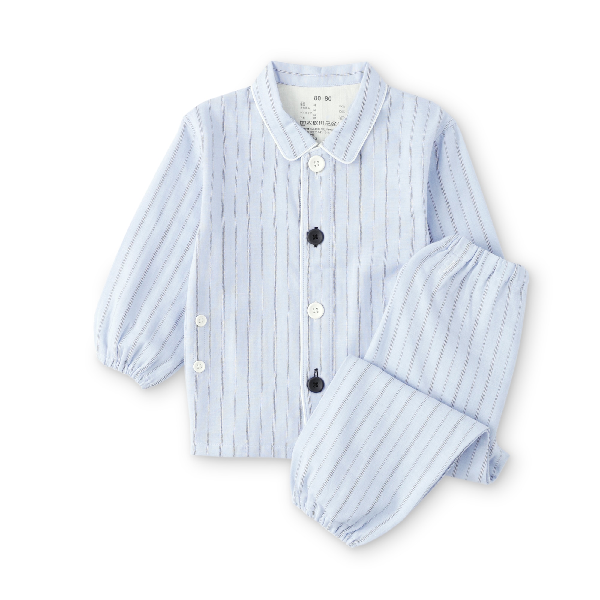 ベビー　脇に縫い目のない　二重ガーゼお着替えパジャマ