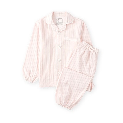 【ネットストア先行販売】キッズ　脇に縫い目のない　二重ガーゼ長袖パジャマ（2026年仕様）