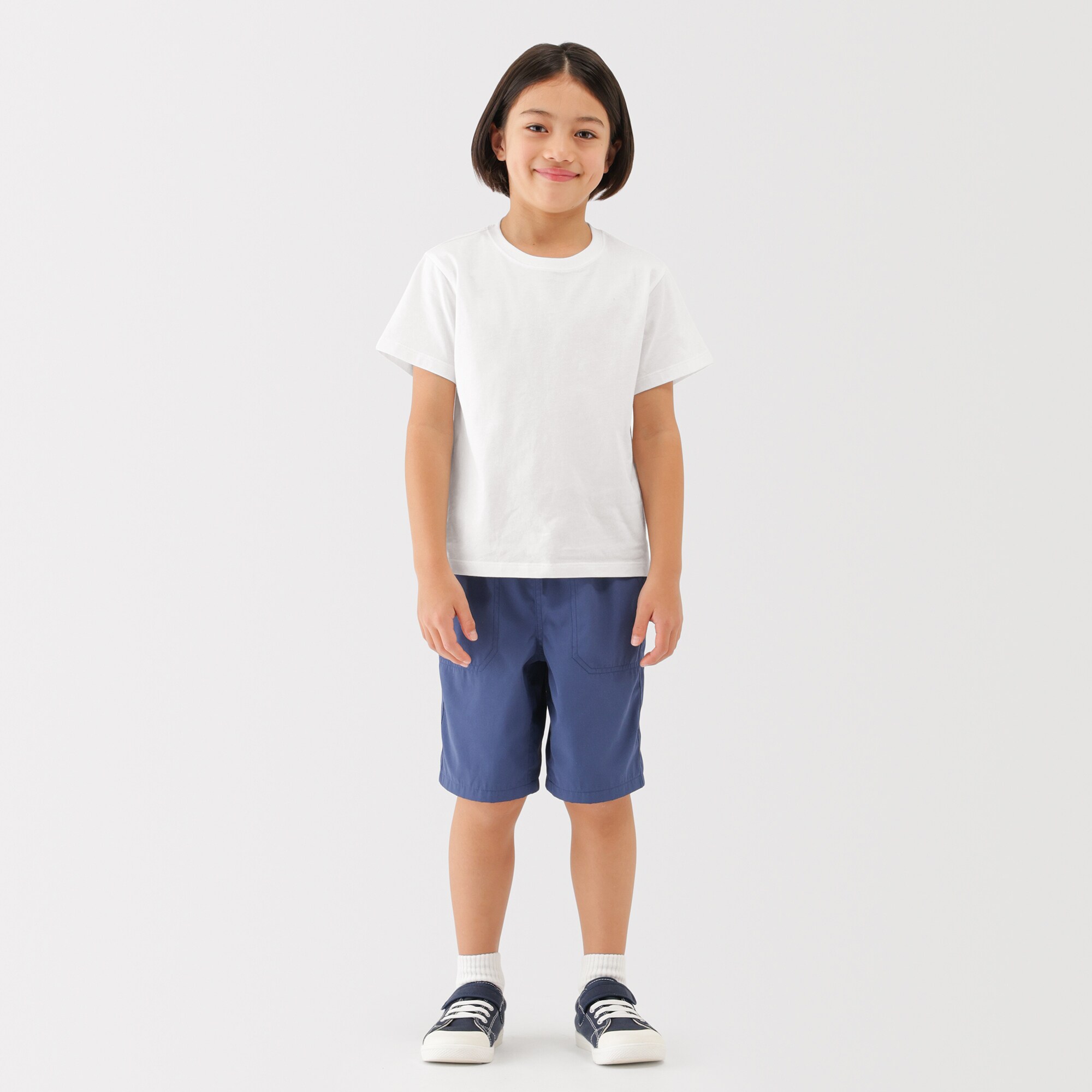 キッズ　綿天竺編みクルーネック半袖Ｔシャツ　無地