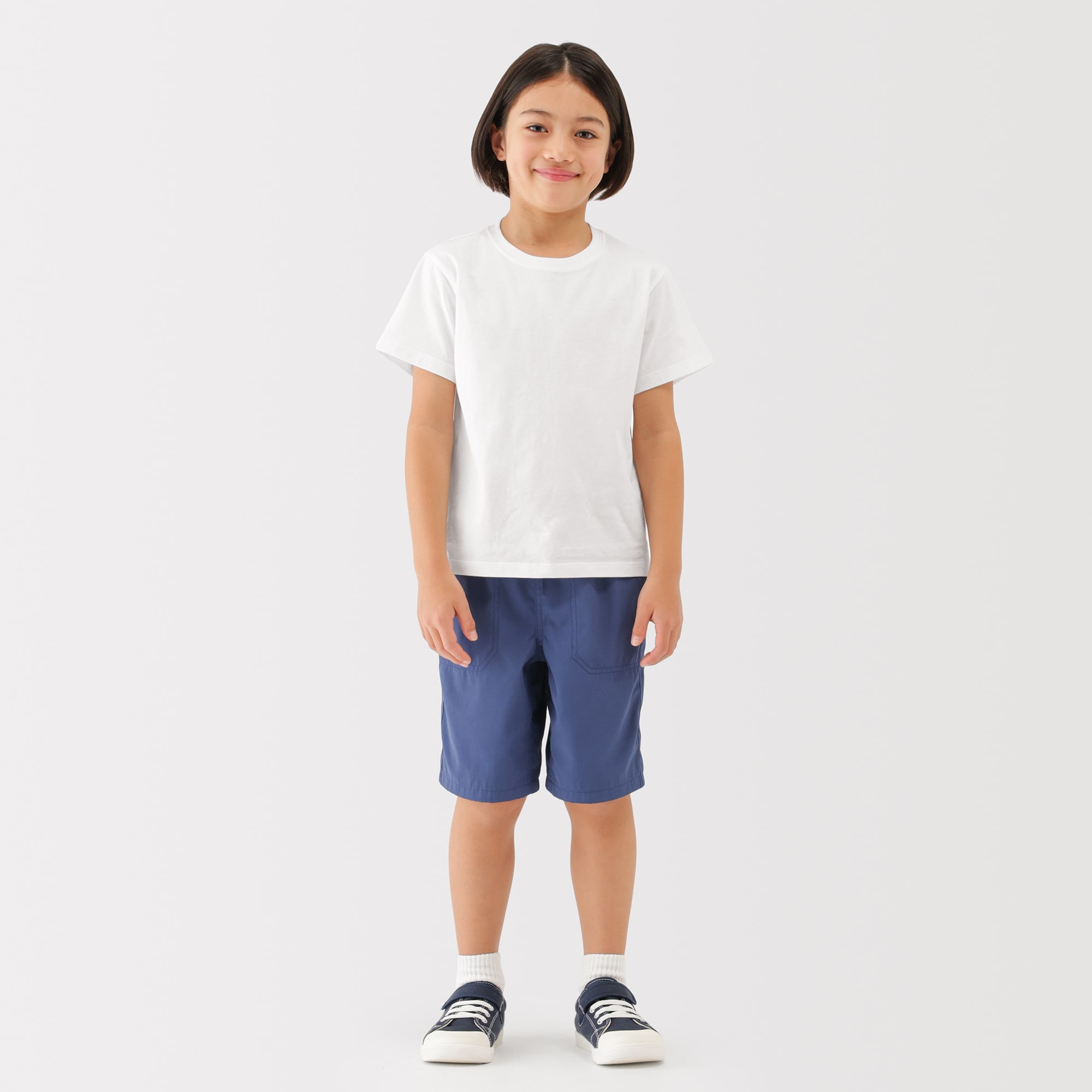 キッズ　綿天竺編みクルーネック半袖Ｔシャツ　無地