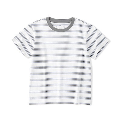 キッズ　綿天竺編みクルーネック半袖Ｔシャツ　ボーダー