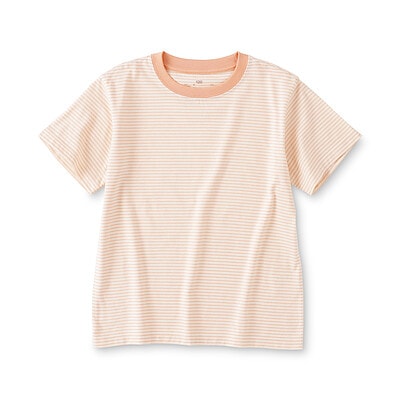 キッズ　綿天竺編みクルーネック半袖Ｔシャツ　ボーダー