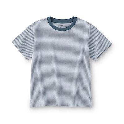 キッズ　綿天竺編みクルーネック半袖Ｔシャツ　ボーダー