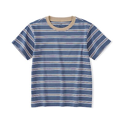 キッズ　綿天竺編みクルーネック半袖Ｔシャツ　ボーダー