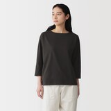 婦人　天竺編みボートネック七分袖Ｔシャツ