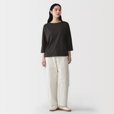 婦人　天竺編みボートネック七分袖Ｔシャツ