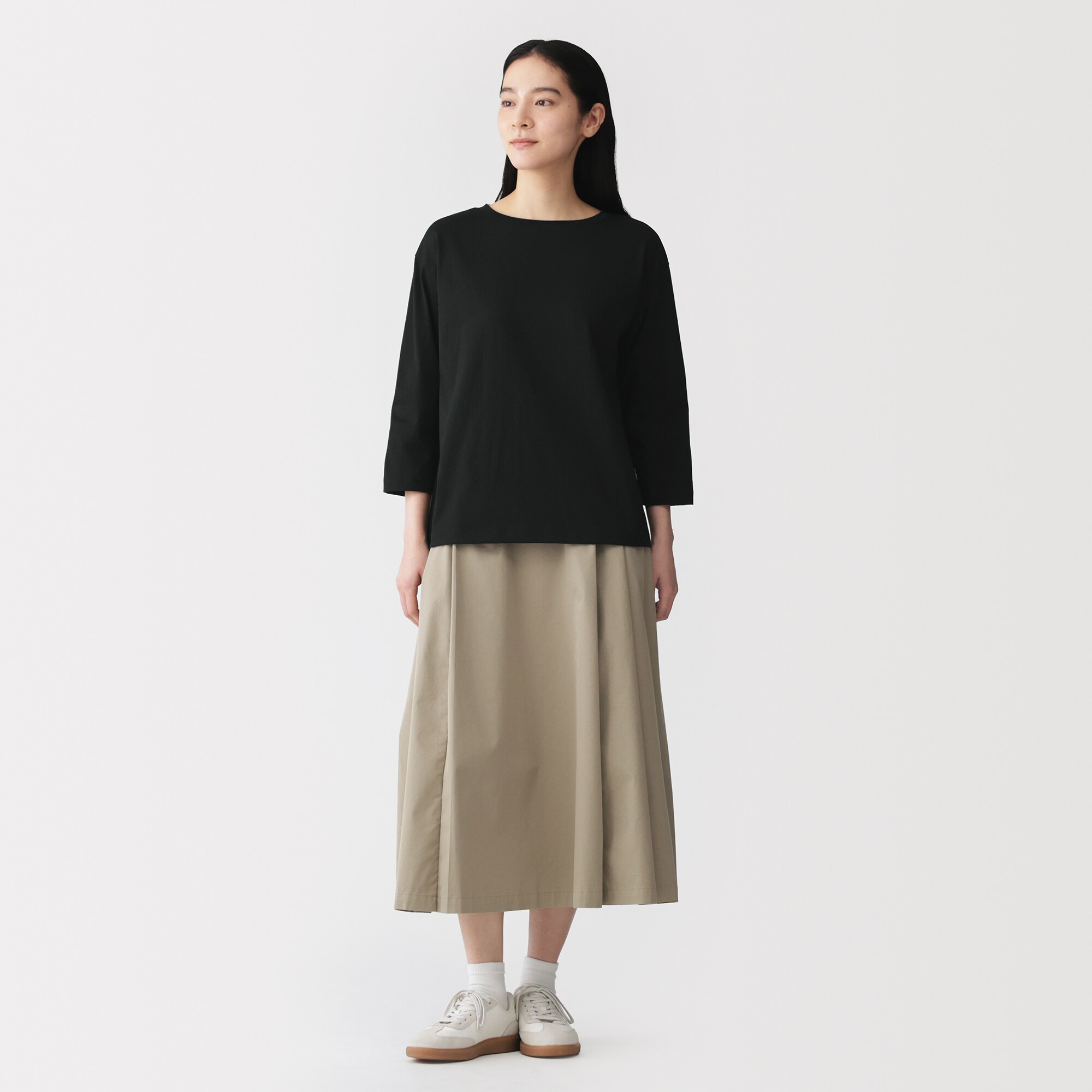 婦人　天竺編みボートネック七分袖Ｔシャツ