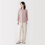 婦人　天竺編みボートネック七分袖Ｔシャツ