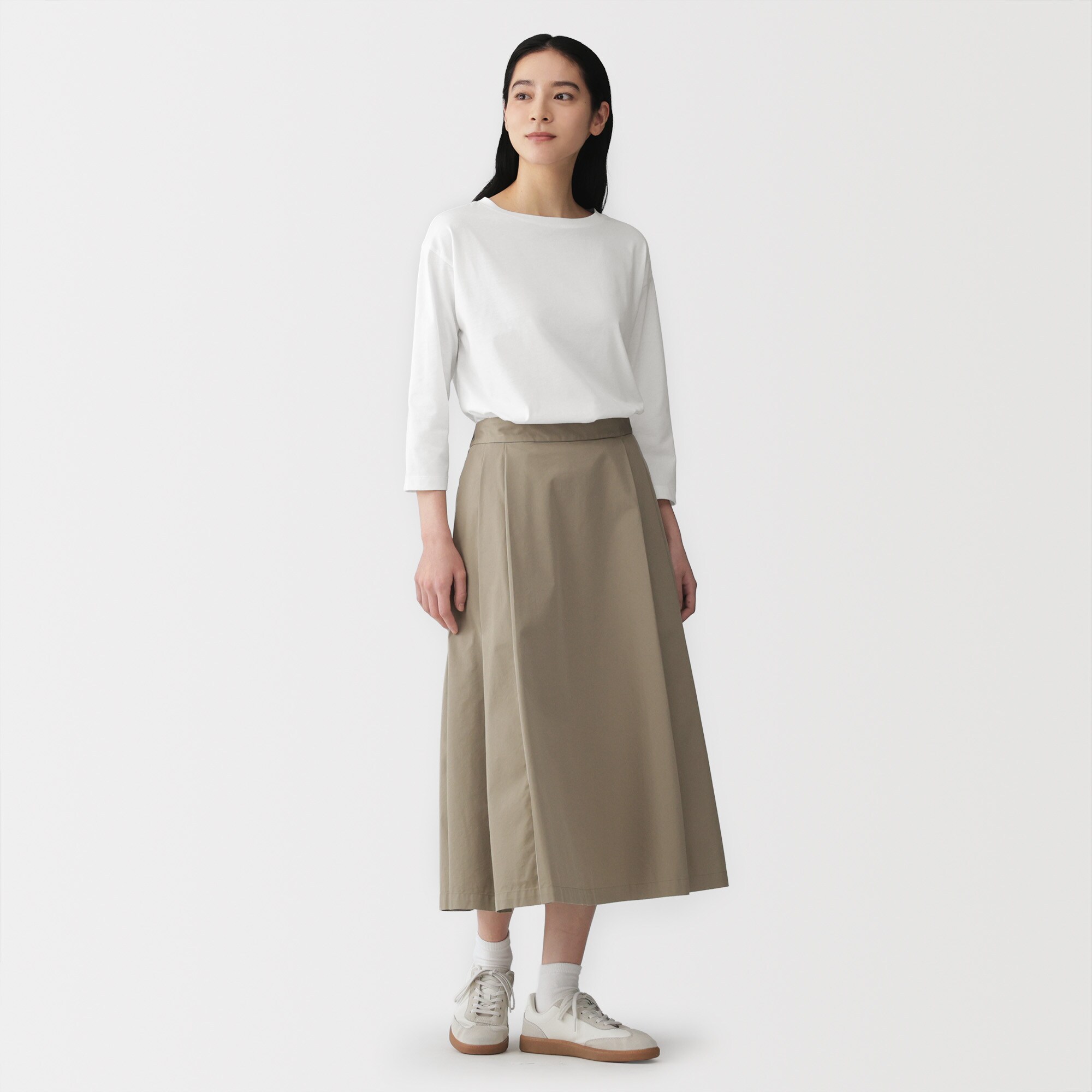 婦人　天竺編みボートネック七分袖Ｔシャツ