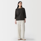 婦人　天竺編みボートネック七分袖Ｔシャツ