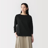 婦人　天竺編みボートネック七分袖Ｔシャツ