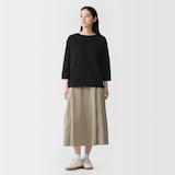 婦人　天竺編みボートネック七分袖Ｔシャツ