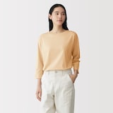 婦人　天竺編みボートネック七分袖Ｔシャツ