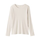 婦人　なめらかリブ編みクルーネック長袖Ｔシャツ