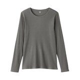 婦人　なめらかリブ編みクルーネック長袖Ｔシャツ