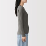 婦人　なめらかリブ編みクルーネック長袖Ｔシャツ