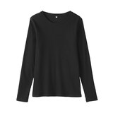 婦人　なめらかリブ編みクルーネック長袖Ｔシャツ