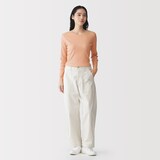 婦人　なめらかリブ編みクルーネック長袖Ｔシャツ