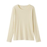 婦人　なめらかリブ編みクルーネック長袖Ｔシャツ