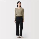 婦人　なめらかリブ編みクルーネック長袖Ｔシャツ