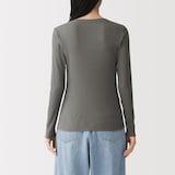 婦人　なめらかリブ編みクルーネック長袖Ｔシャツ