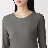 婦人　なめらかリブ編みクルーネック長袖Ｔシャツ