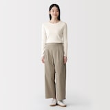 婦人　なめらかリブ編みクルーネック長袖Ｔシャツ