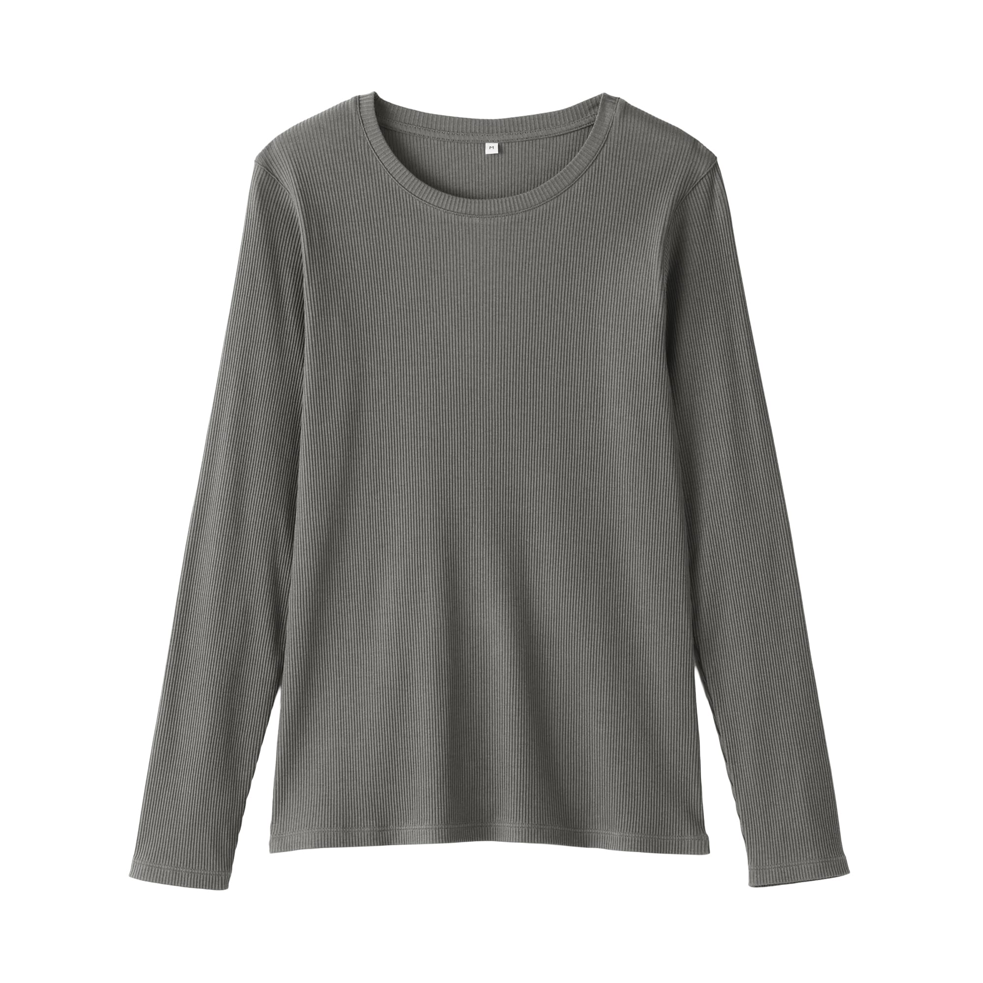 婦人　なめらかリブ編みクルーネック長袖Ｔシャツ