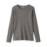 婦人　なめらかリブ編みクルーネック長袖Ｔシャツ