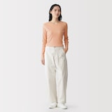 婦人　なめらかリブ編みクルーネック長袖Ｔシャツ