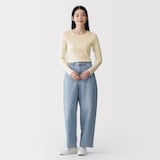 婦人　なめらかリブ編みクルーネック長袖Ｔシャツ