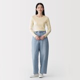 婦人　なめらかリブ編みクルーネック長袖Ｔシャツ