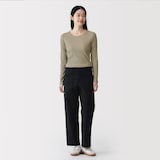 婦人　なめらかリブ編みクルーネック長袖Ｔシャツ